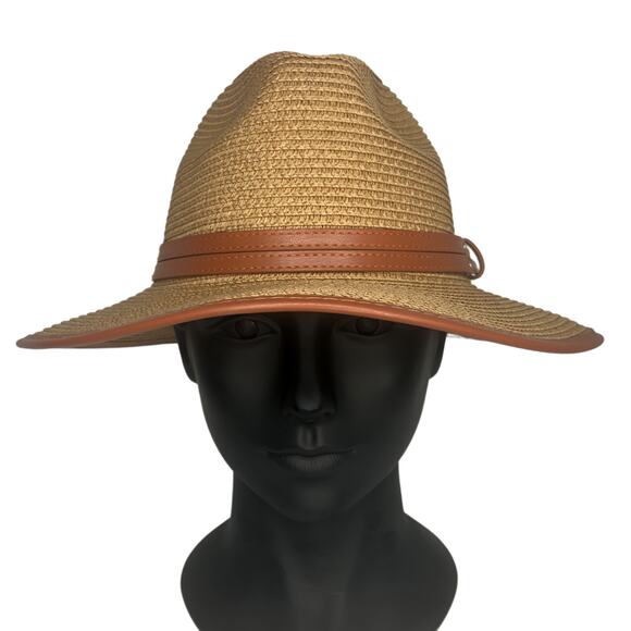 Riah Fashion Brown Straw Woven Fedora - Picture 3 of 9